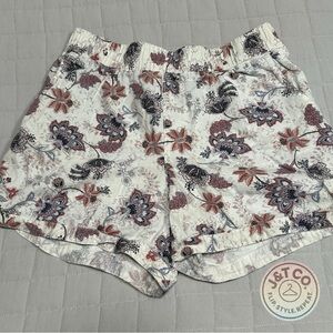 Maurices High Waist White and Pink Floral Shorts